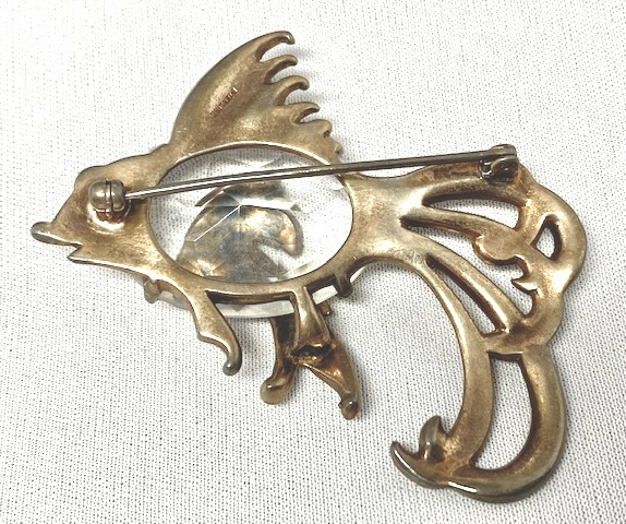 UNS2 sterling glass belly fish pin